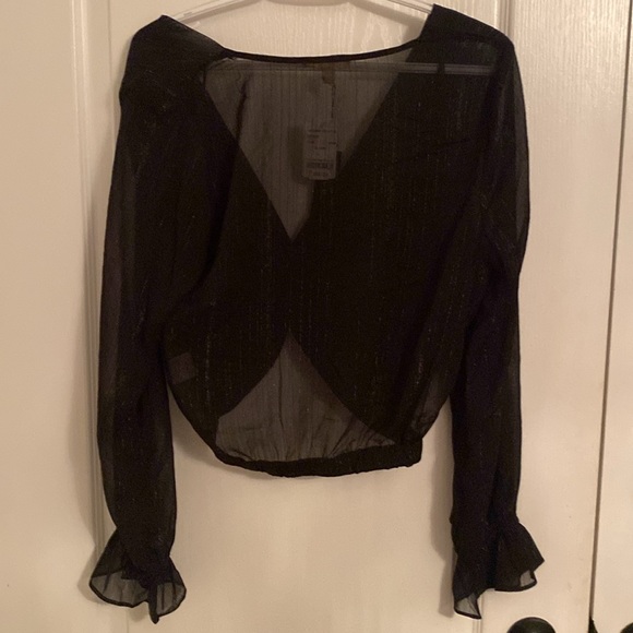 Mendocino Le Lis Collection Black Sheer Blouse - Picture 2 of 6